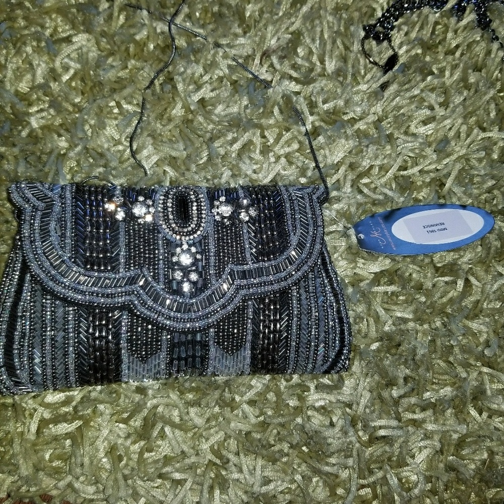 Mary Francis small silver beaded purse